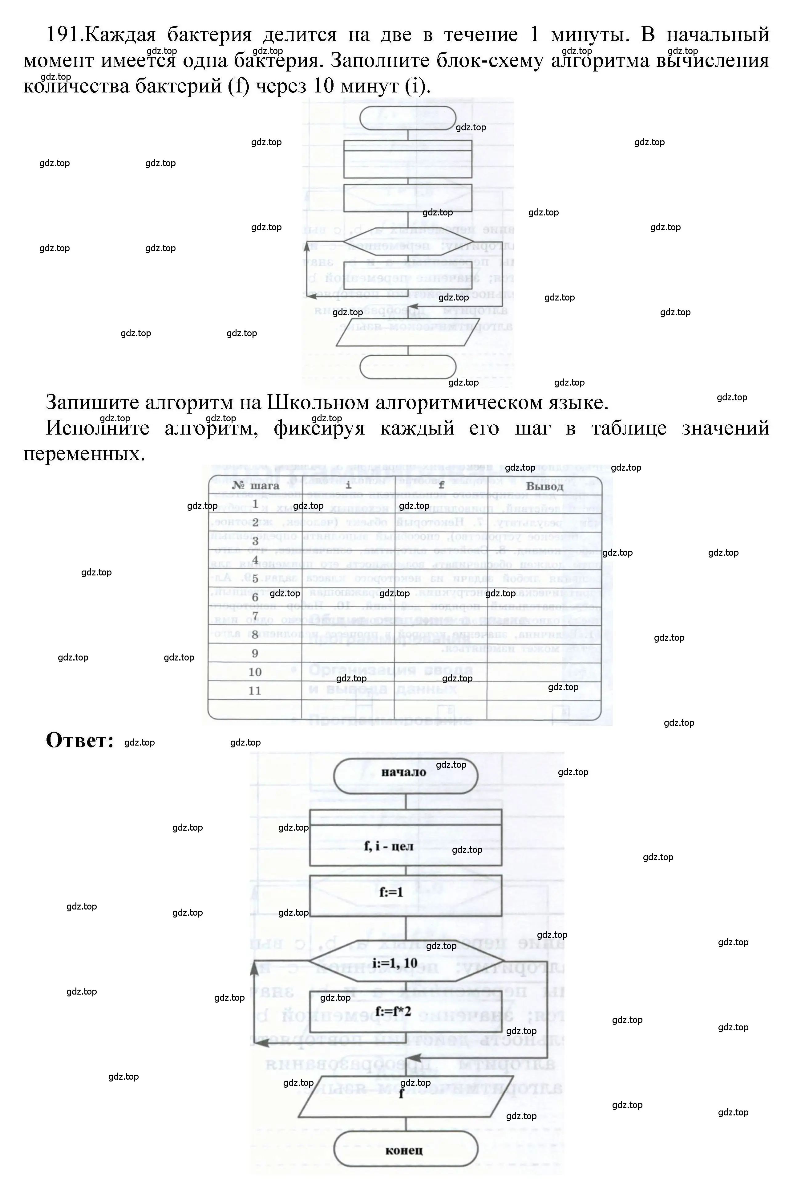 Решение номер 191 (страница 48) гдз по информатике 8 класс Босова, Босова, рабочая тетрадь 2 часть