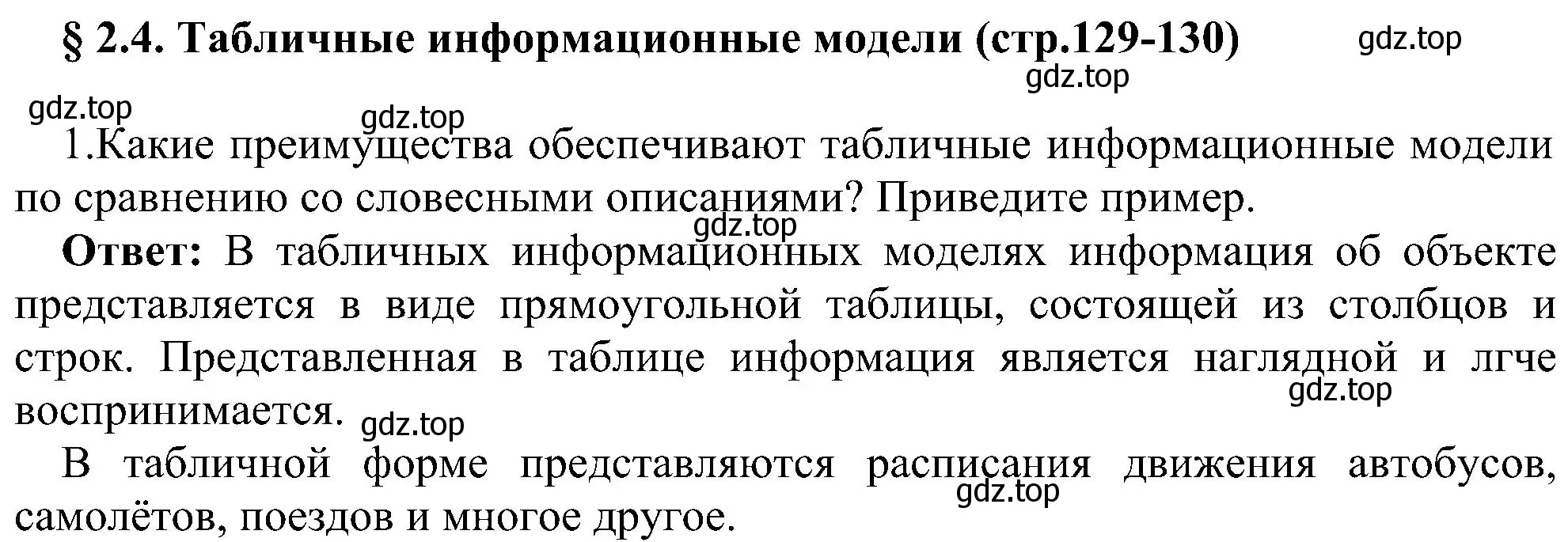 Решение номер 1 (страница 129) гдз по информатике 9 класс Босова, Босова, учебник