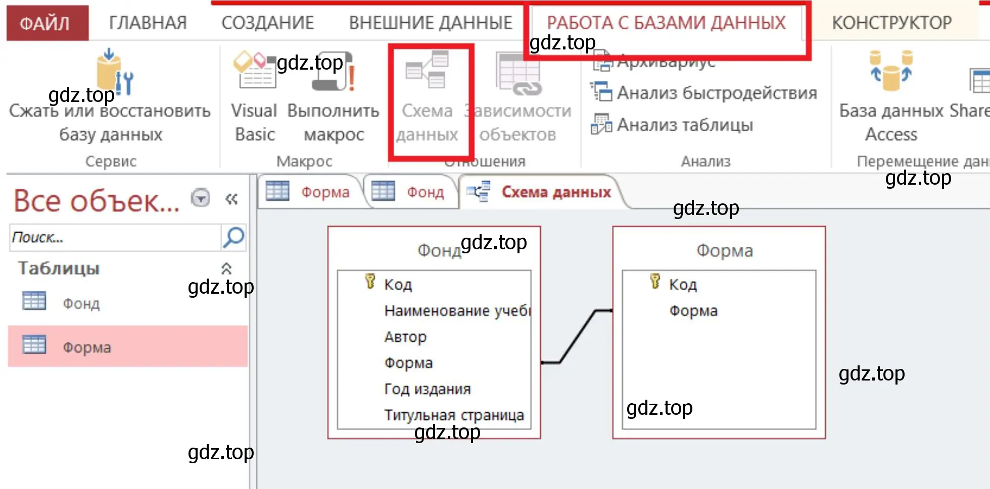 С помощью СУБД создать БД «Мои учебники», содержащую две таблицы