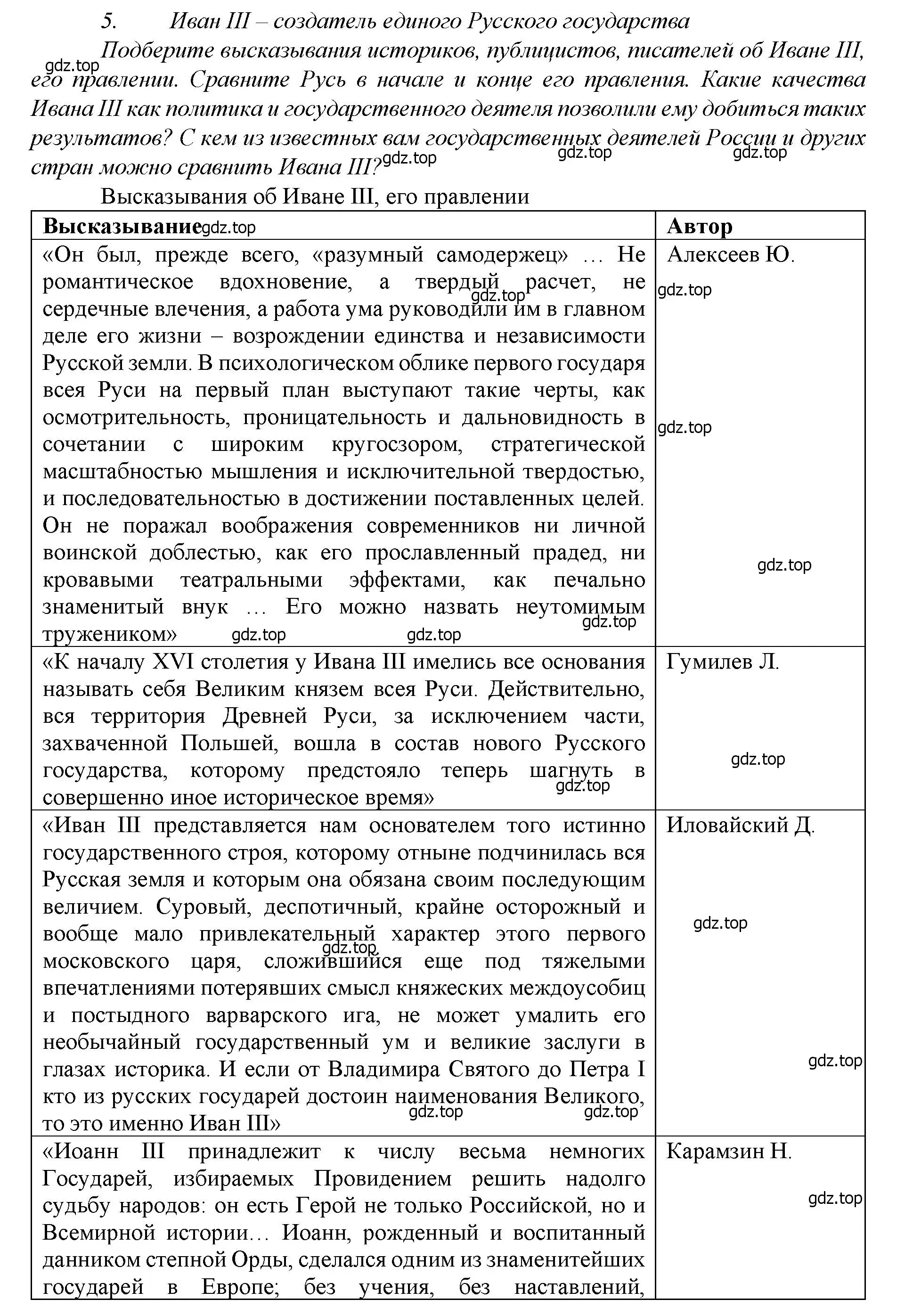 Решение  5 (страница 121) гдз по истории России 6 класс Арсентьев, Данилов, учебник 2 часть