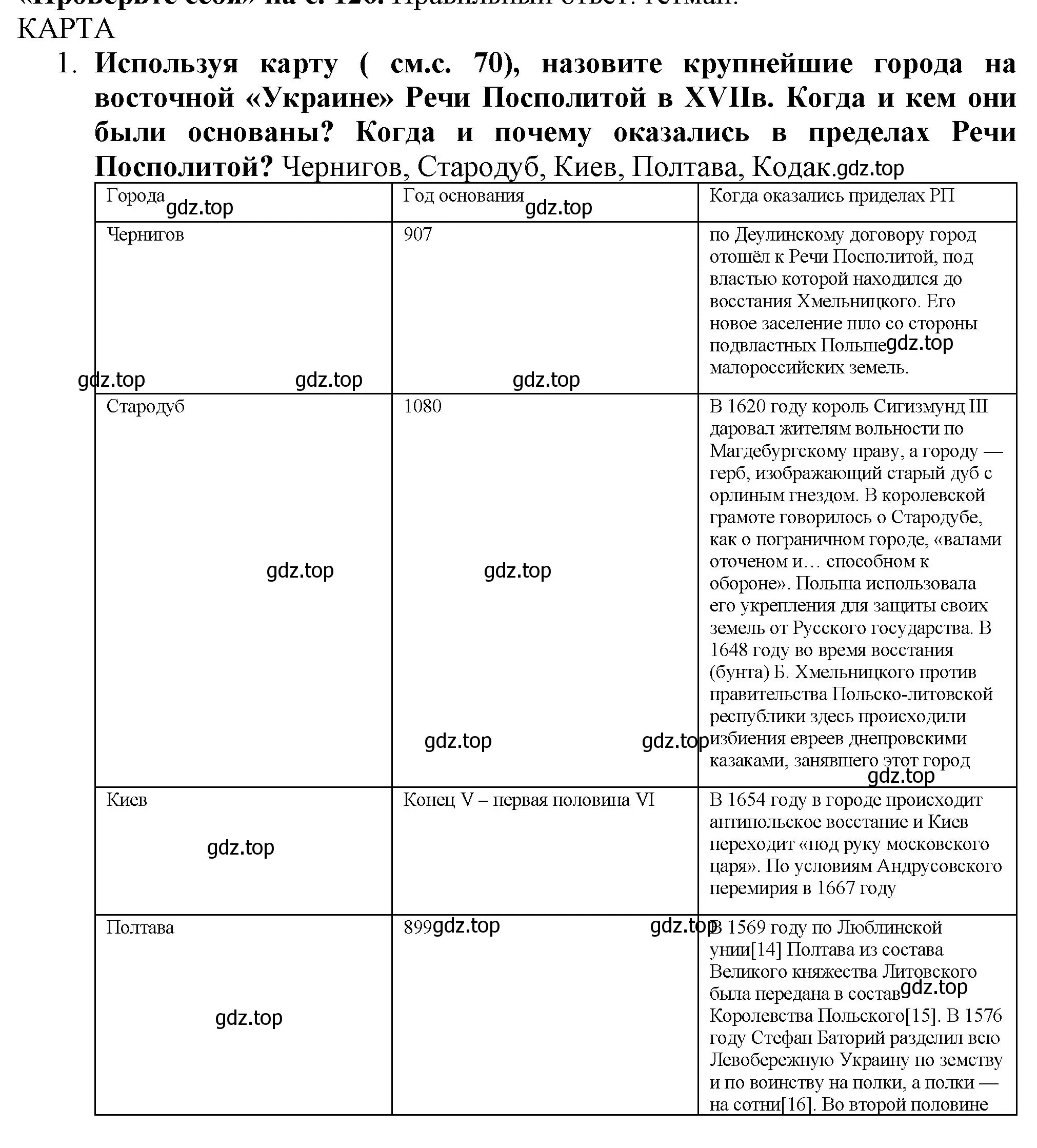 Решение номер 1 (страница 73) гдз по истории России 7 класс Арсентьев, Данилов, учебник 2 часть