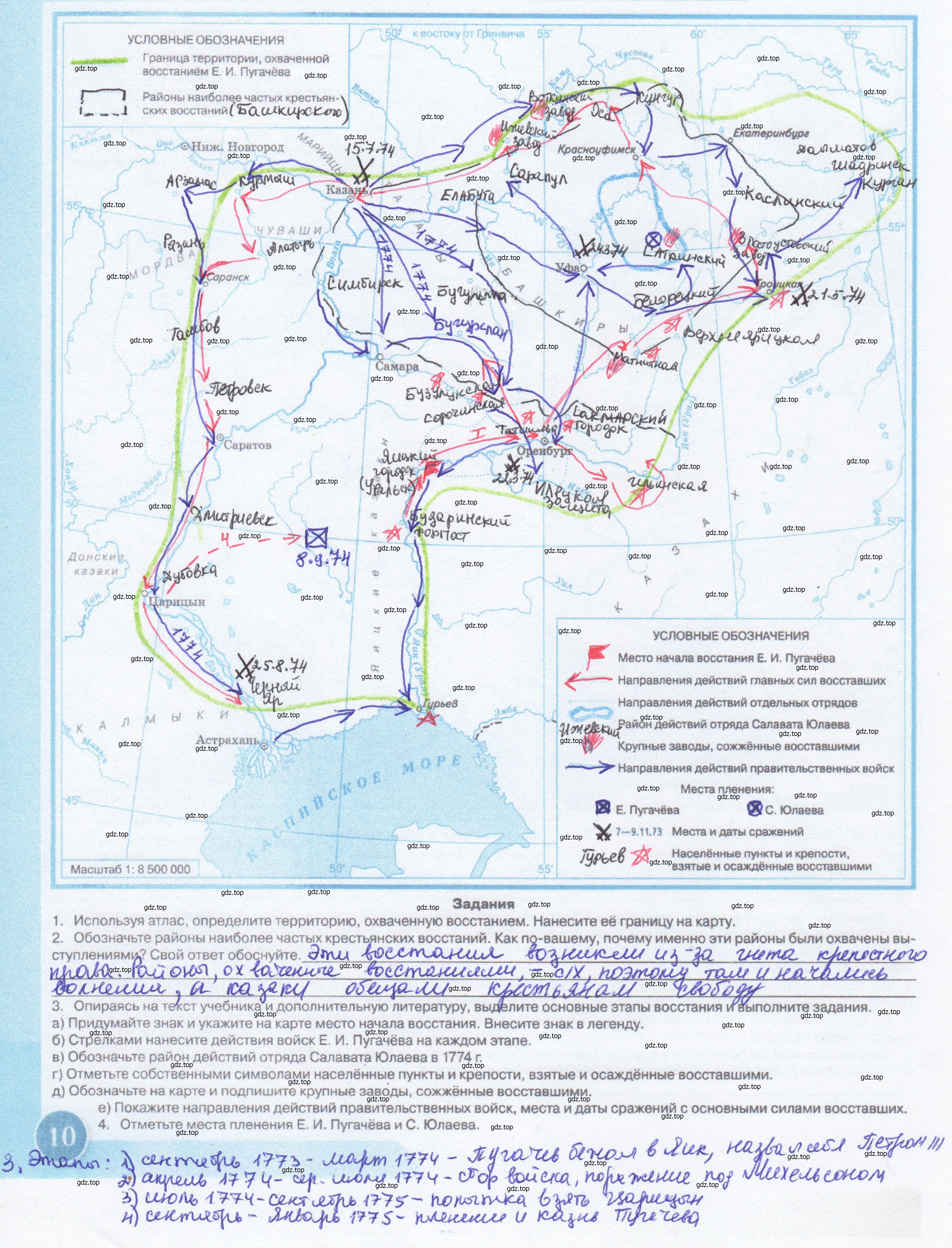 Решение  10 (страница 10) гдз по истории России 8 класс Тороп, Приваловский, контурные карты