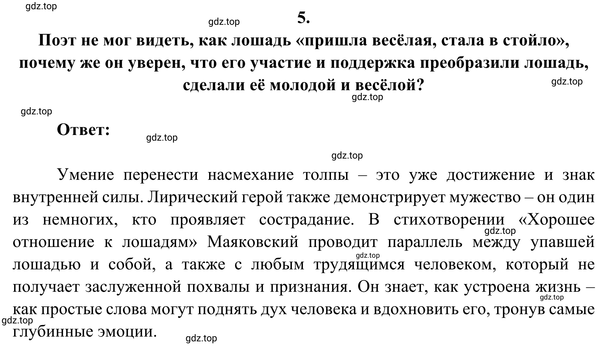 Решение номер 5 (страница 63) гдз по литературе 6 класс Полухина, Коровина, учебник 2 часть