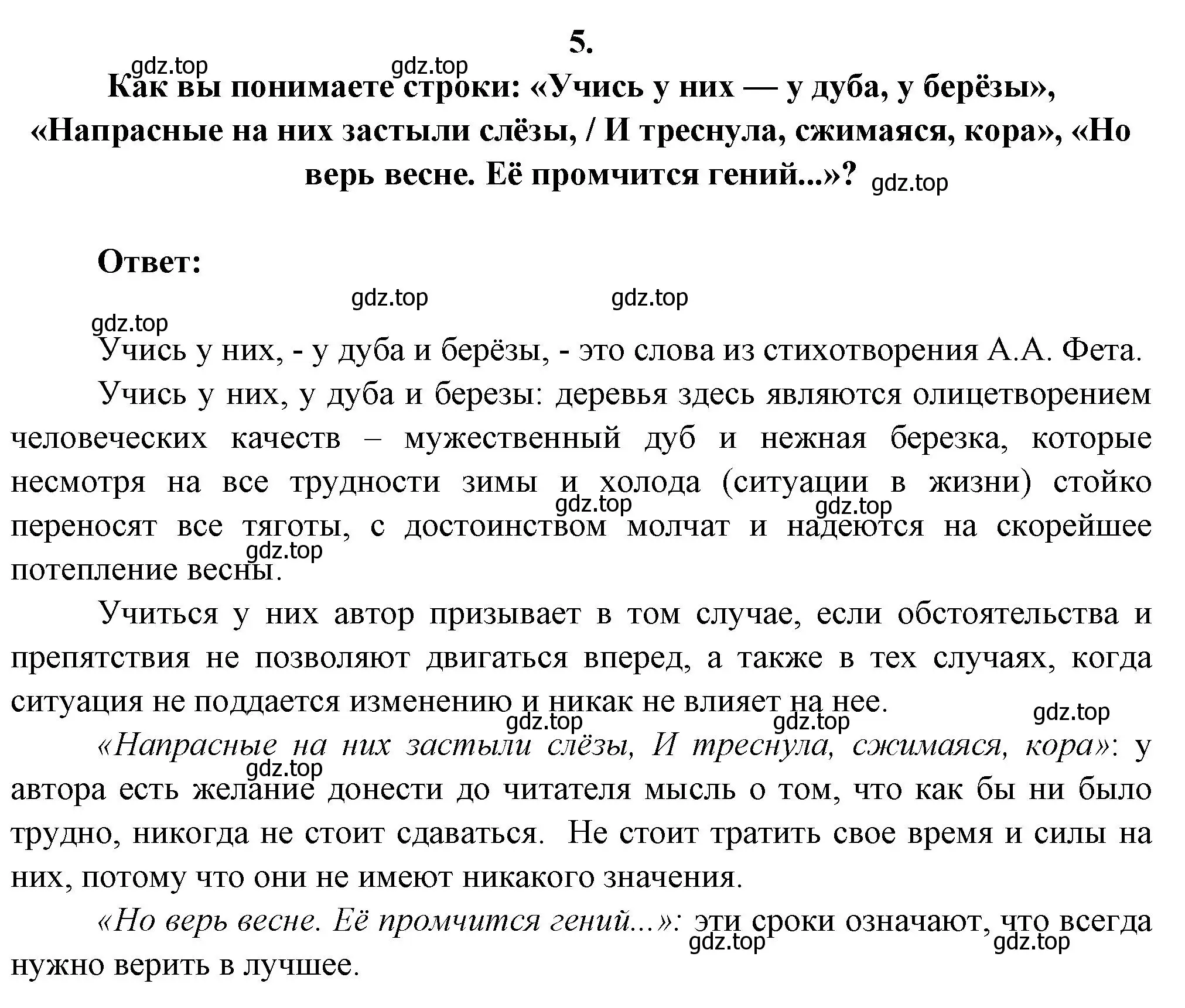 Решение номер 5 (страница 266) гдз по литературе 6 класс Полухина, Коровина, учебник