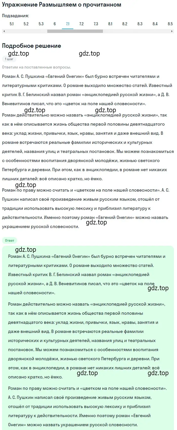 Решение номер 7 (страница 378) гдз по литературе 9 класс Коровина, Журавлев, учебник 1 часть