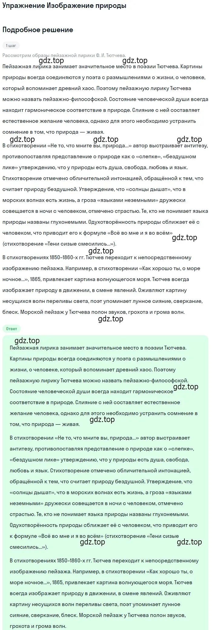 Решение  Изображение природы (страница 198) гдз по литературе 10 класс Курдюмова, Колокольцев, учебник