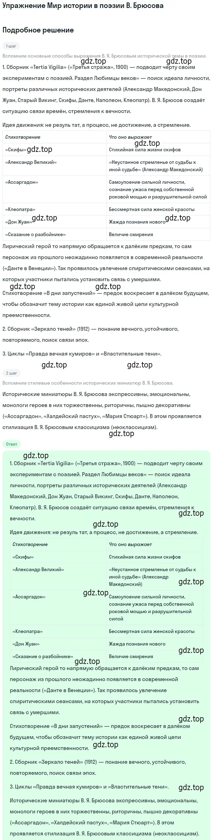 Решение  Мир истории в поэзии В. Брюсова (страница 140) гдз по литературе 11 класс Коровин, Вершинина, учебник 1 часть