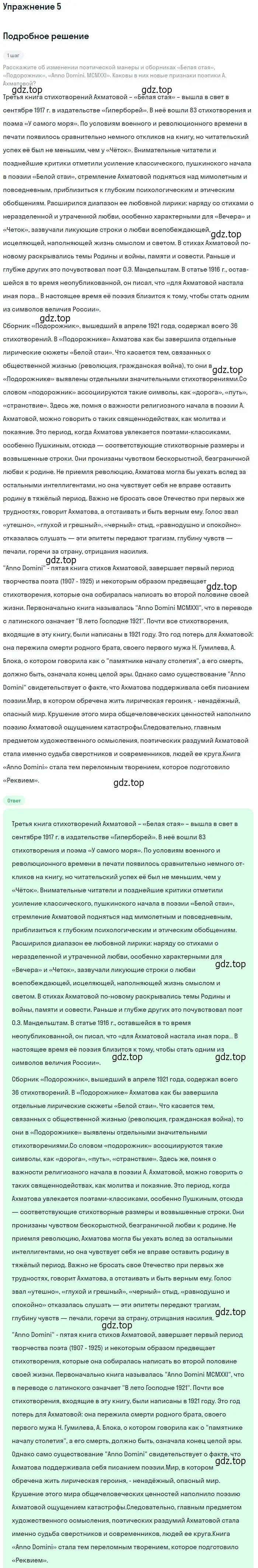 Решение номер 5 (страница 246) гдз по литературе 11 класс Коровин, Вершинина, учебник 1 часть