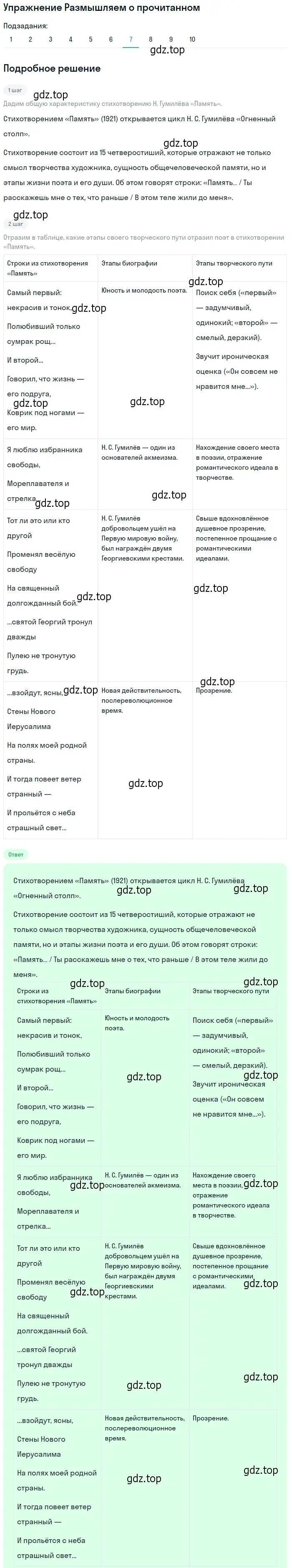 Решение номер 7 (страница 184) гдз по литературе 11 класс Михайлов, Шайтанов, учебник 1 часть