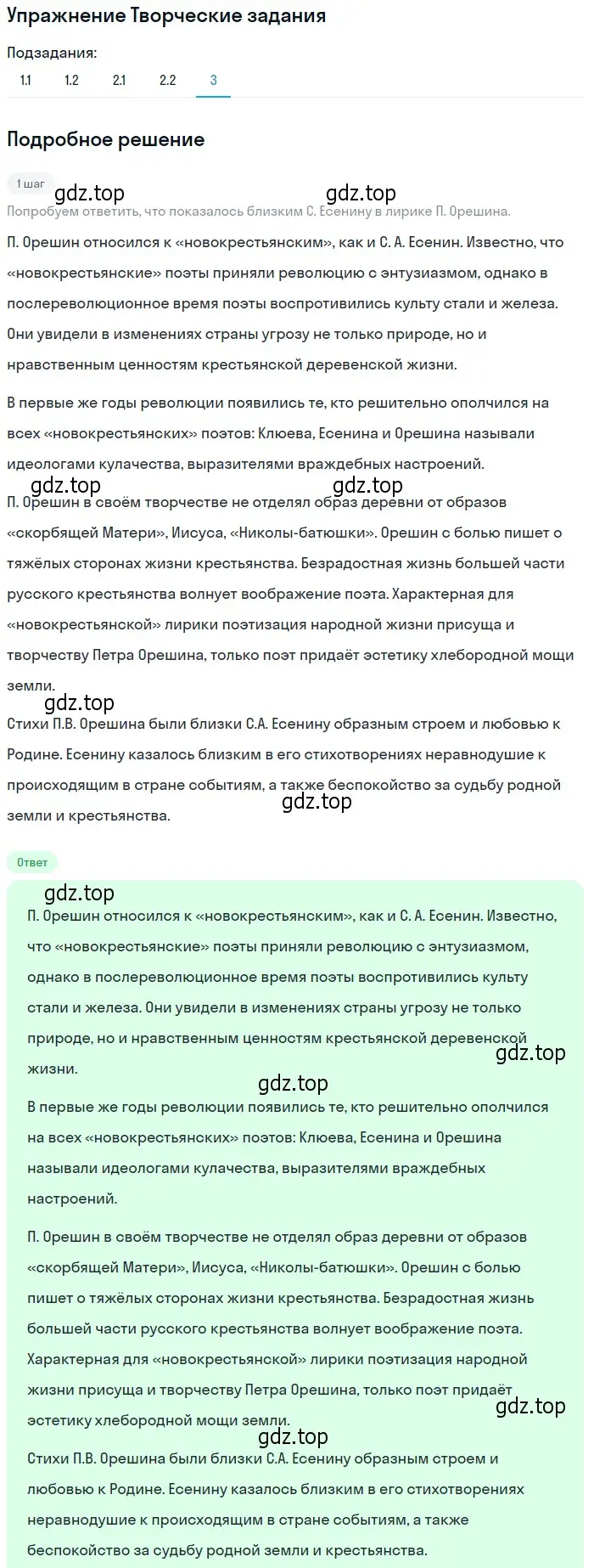 Решение номер 3 (страница 259) гдз по литературе 11 класс Михайлов, Шайтанов, учебник 1 часть