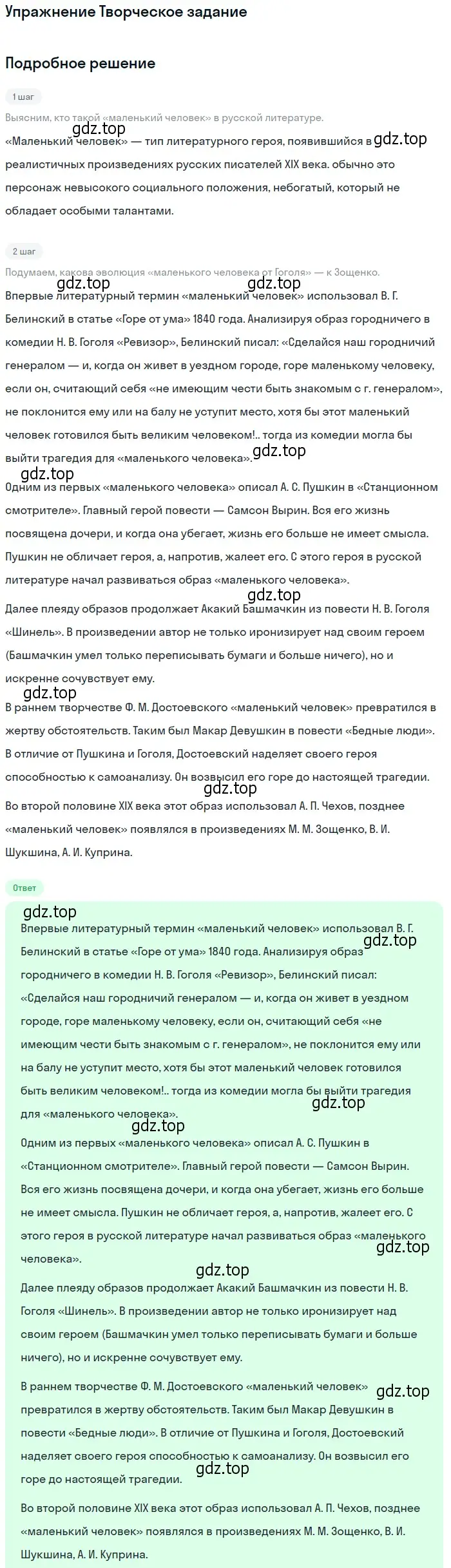 Решение  Творческое задание (страница 398) гдз по литературе 11 класс Михайлов, Шайтанов, учебник 1 часть