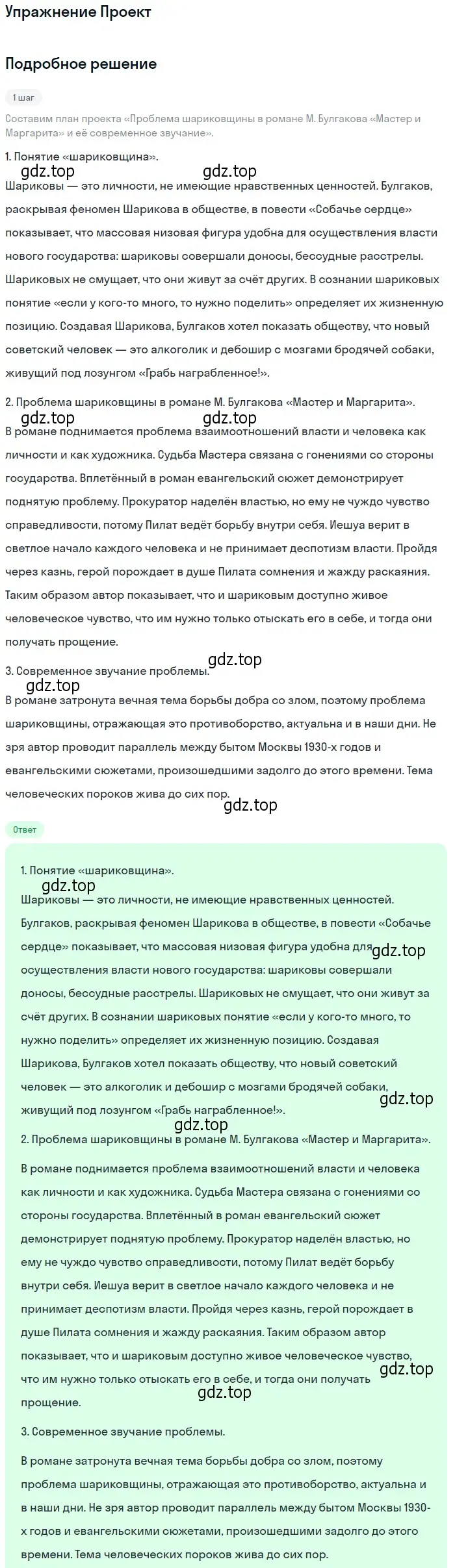 Решение  Проект (страница 62) гдз по литературе 11 класс Михайлов, Шайтанов, учебник 2 часть