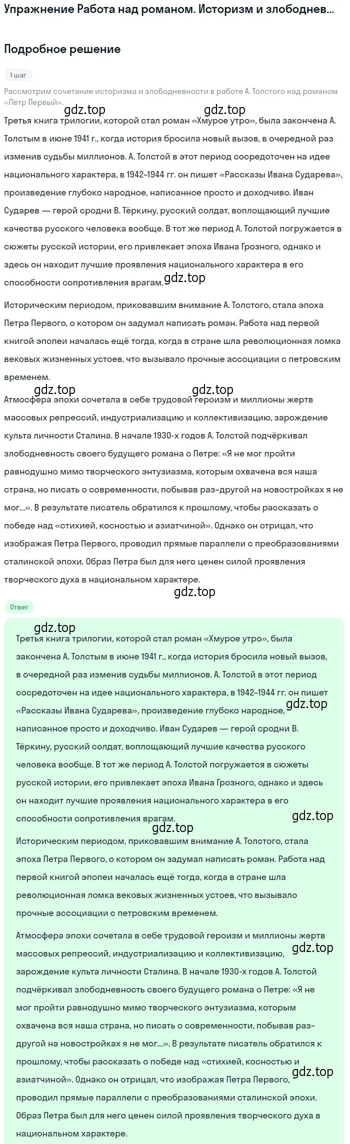 Решение  Работа над романом. Историзм и злободневность (страница 104) гдз по литературе 11 класс Михайлов, Шайтанов, учебник 2 часть