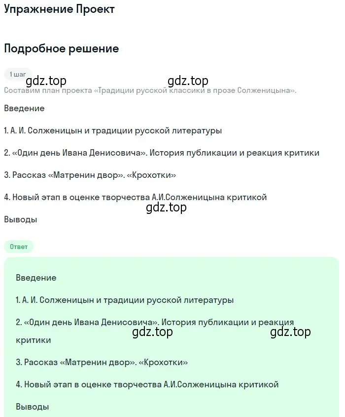 Решение  Проект (страница 300) гдз по литературе 11 класс Михайлов, Шайтанов, учебник 2 часть