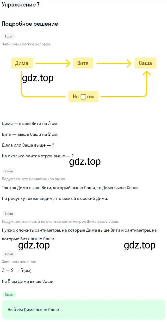 Решение номер 7 (страница 65) гдз по математике 1 класс Дорофеев, Миракова, учебник 2 часть