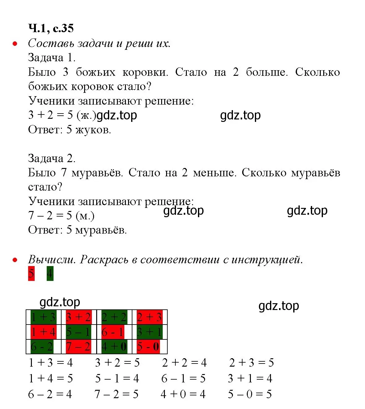 Решение номер 35 (страница 35) гдз по математике 1 класс Моро, Волкова, рабочая тетрадь 1 часть