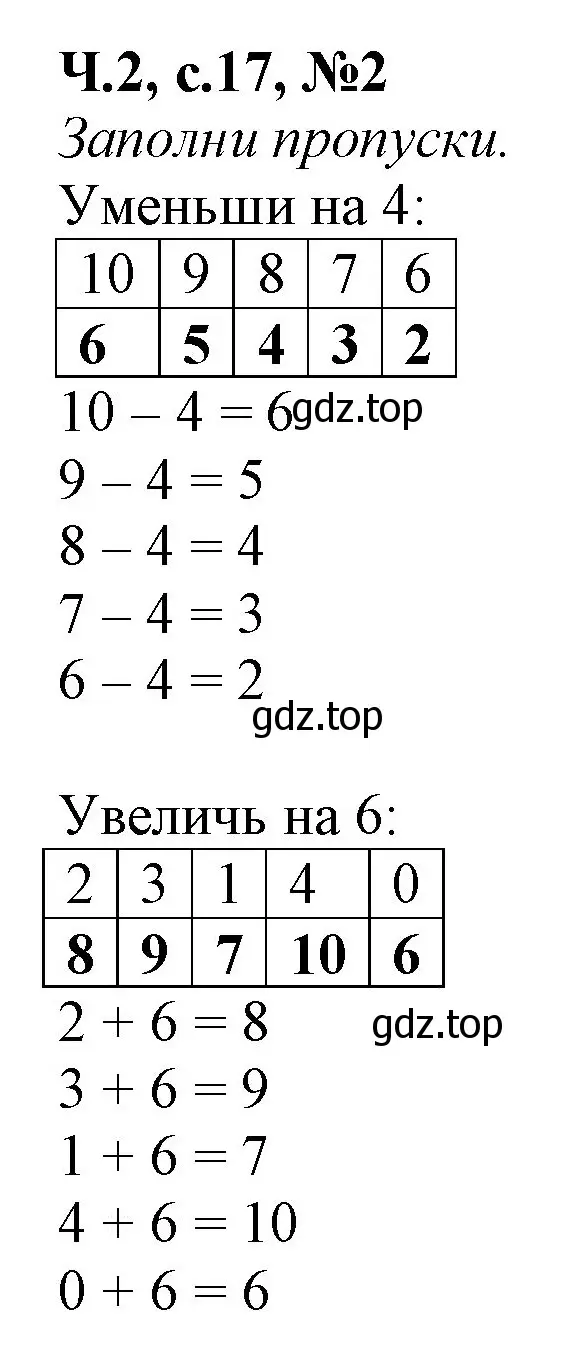 Решение номер 2 (страница 17) гдз по математике 1 класс Моро, Волкова, рабочая тетрадь 2 часть