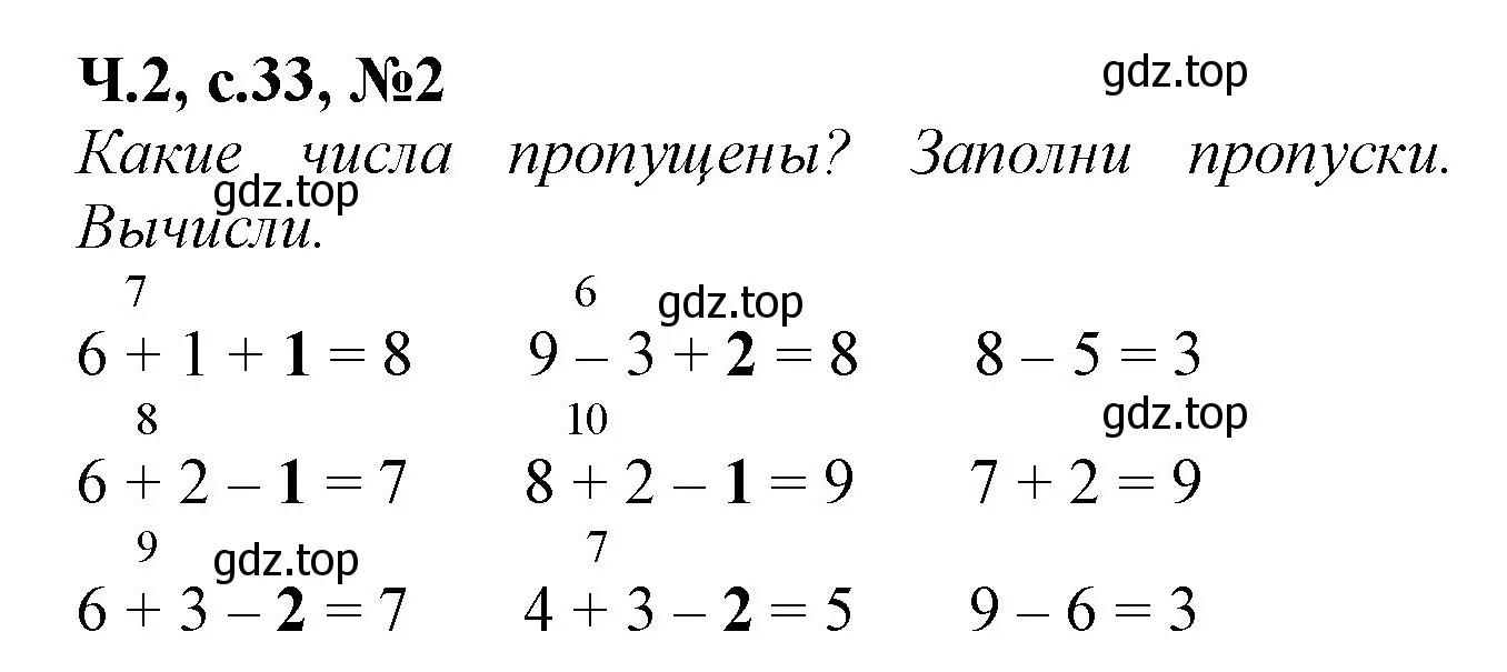 Решение номер 2 (страница 33) гдз по математике 1 класс Моро, Волкова, рабочая тетрадь 2 часть