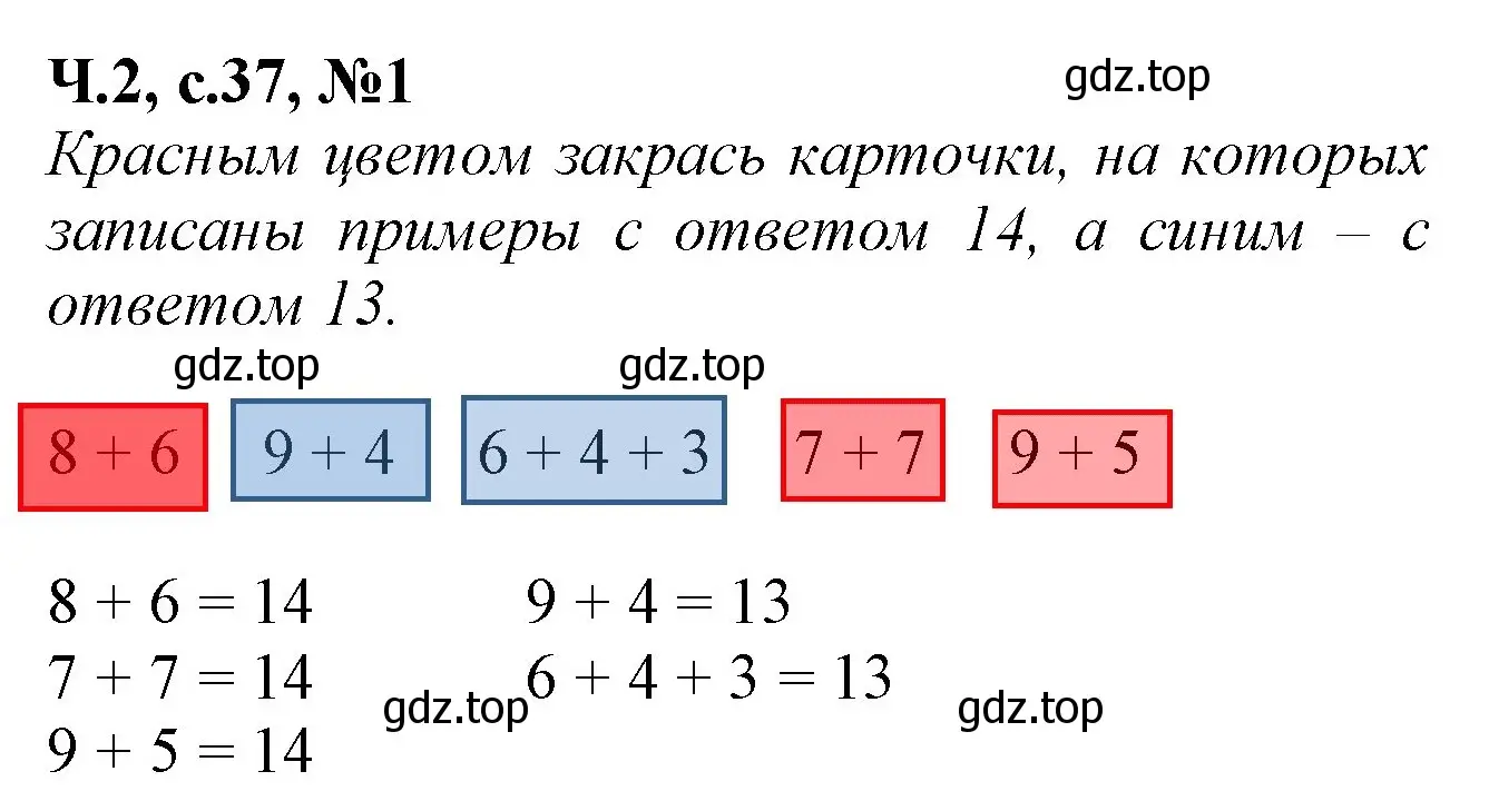 Решение номер 1 (страница 37) гдз по математике 1 класс Моро, Волкова, рабочая тетрадь 2 часть