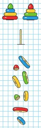 Рассмотри рисунок и определи, можно ли из всех этих отдельных колец собрать обе пирамидки.