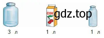 Узнаем, как можно определять вместимость сосудов в литрах (при числах записывают 1 л, 3 л).