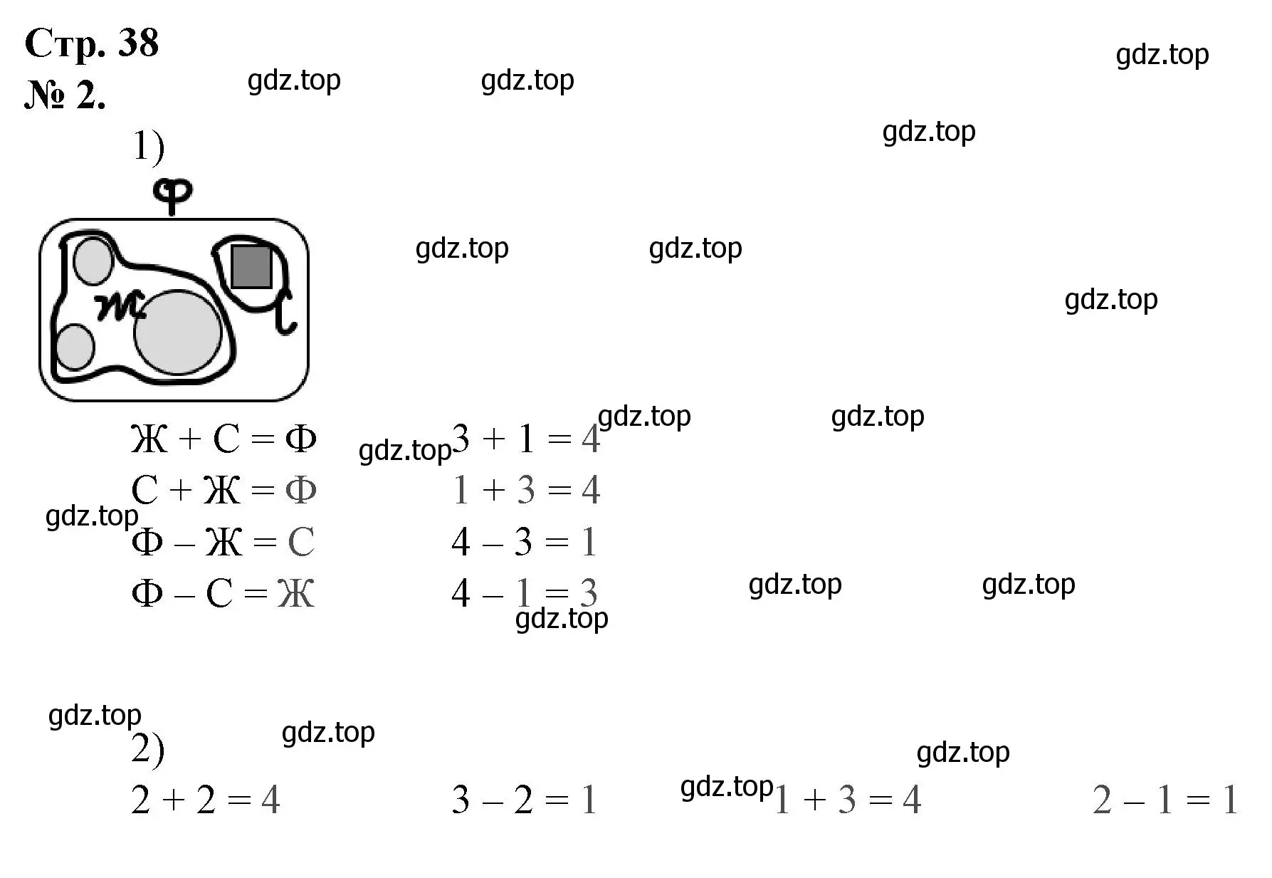 Решение номер 2 (страница 38) гдз по математике 1 класс Петерсон, рабочая тетрадь 1 часть