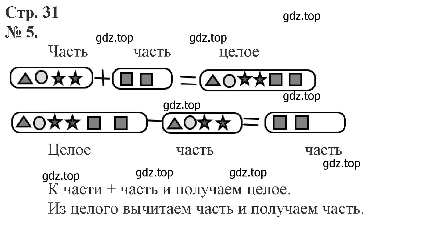 Решение номер 5 (страница 31) гдз по математике 1 класс Петерсон, рабочая тетрадь 2 часть