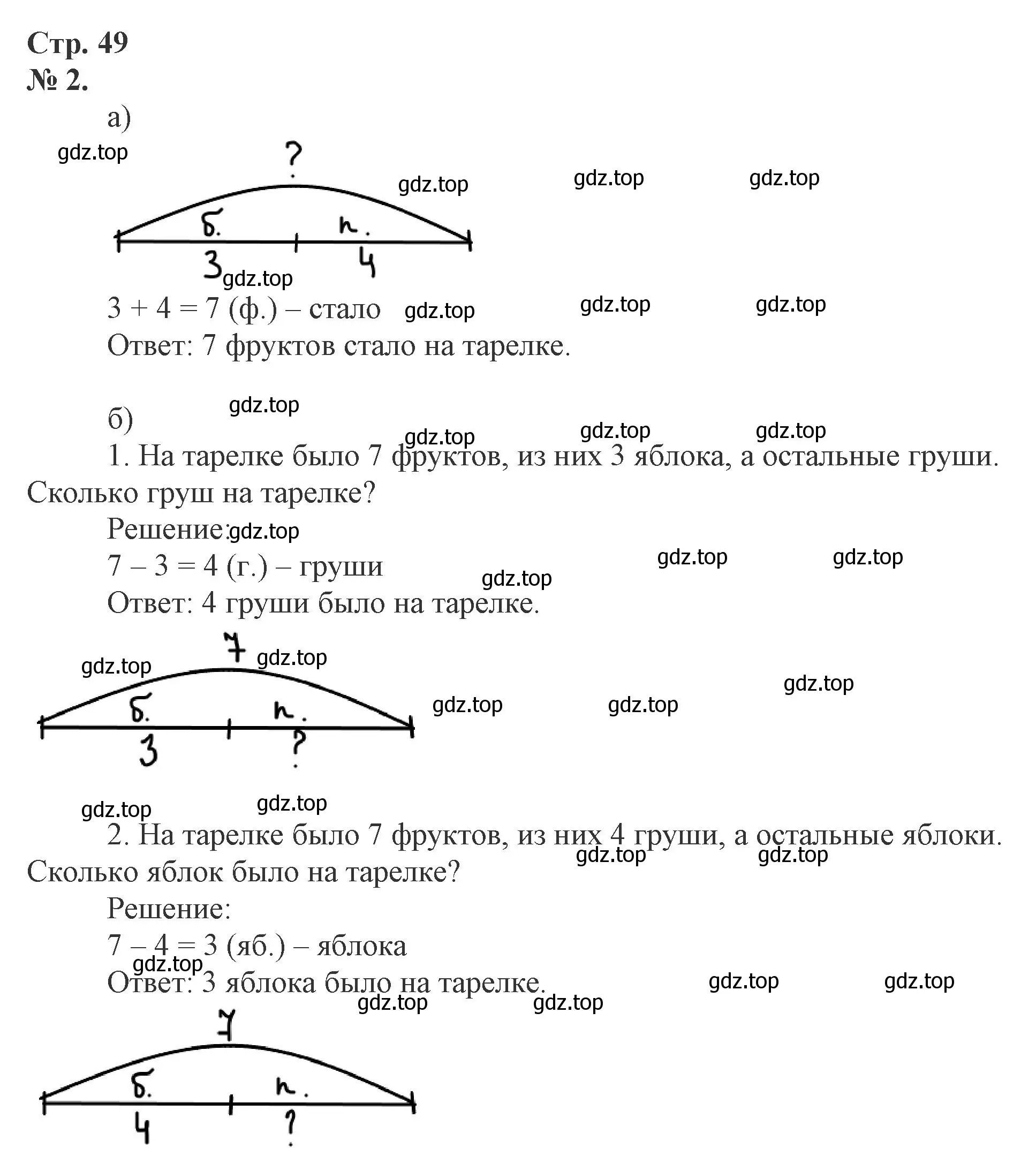 Решение номер 2 (страница 49) гдз по математике 1 класс Петерсон, рабочая тетрадь 2 часть