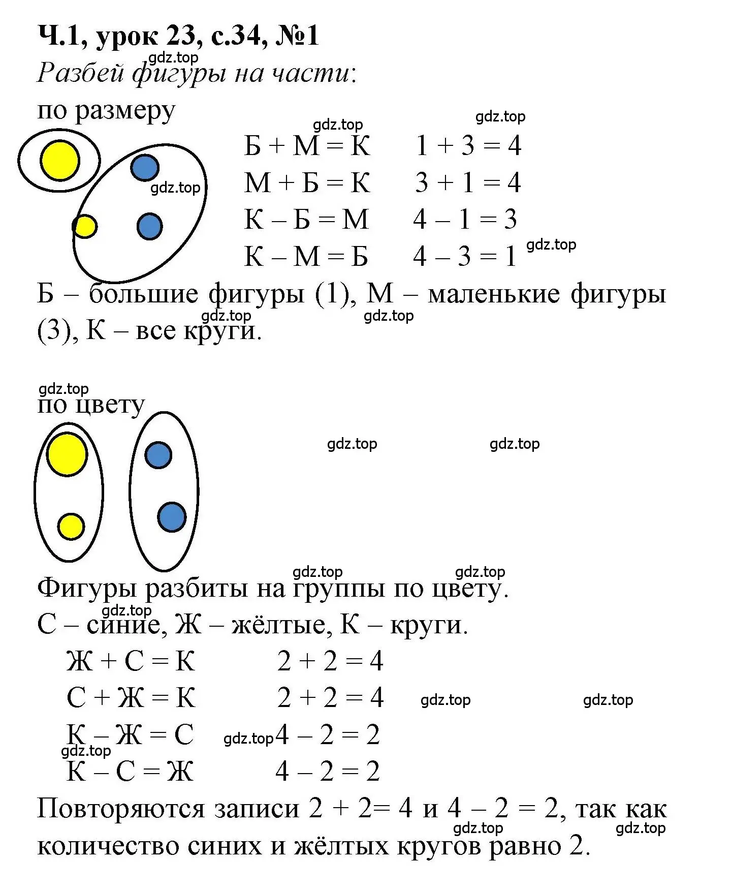 Решение номер 1 (страница 34) гдз по математике 1 класс Петерсон, учебник 1 часть