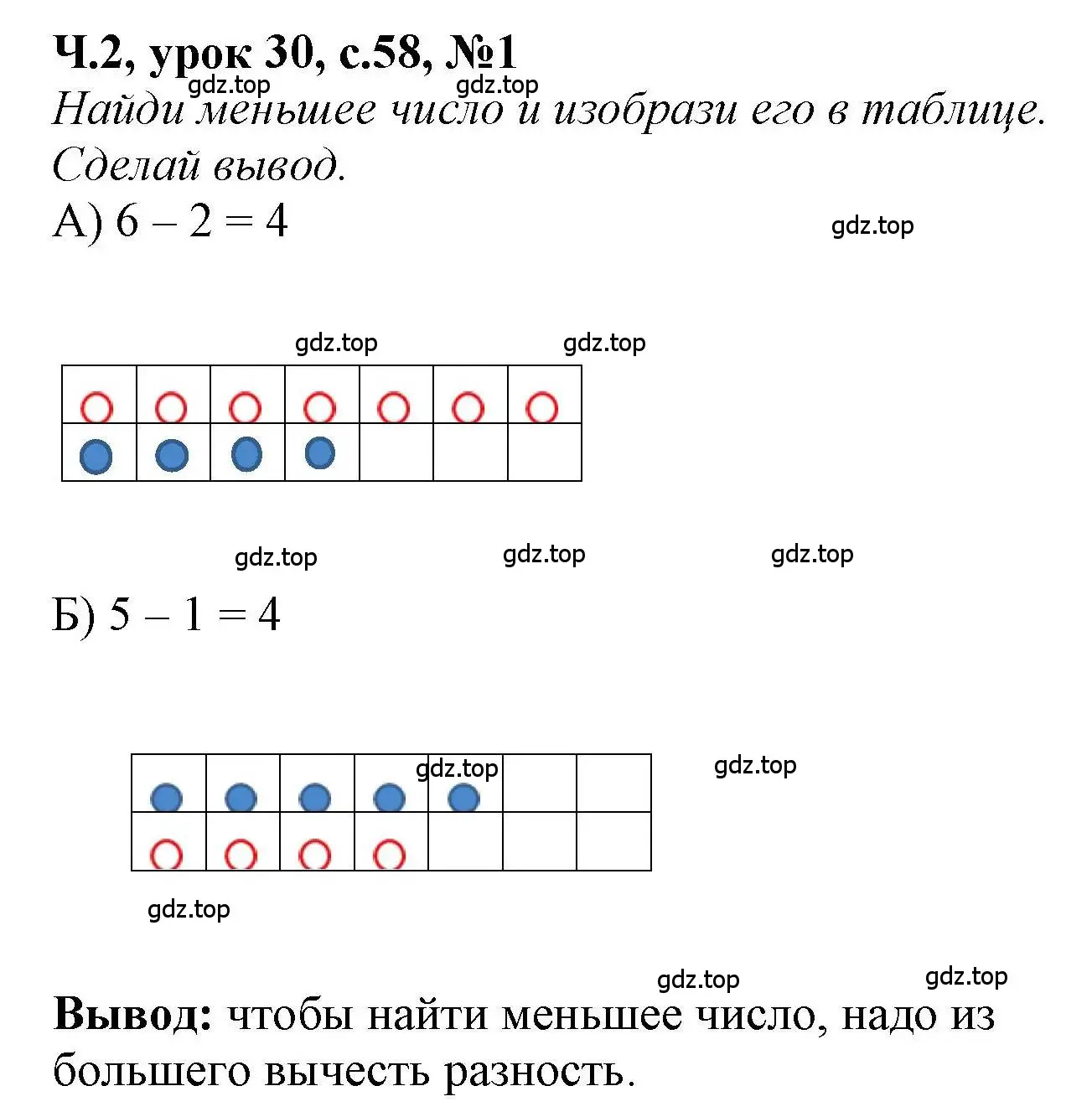 Решение номер 1 (страница 58) гдз по математике 1 класс Петерсон, учебник 2 часть