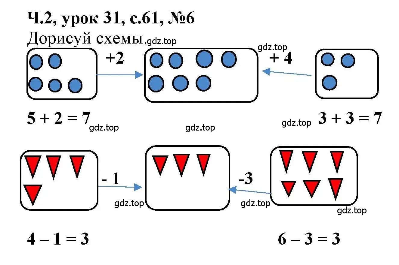 Решение номер 6 (страница 61) гдз по математике 1 класс Петерсон, учебник 2 часть