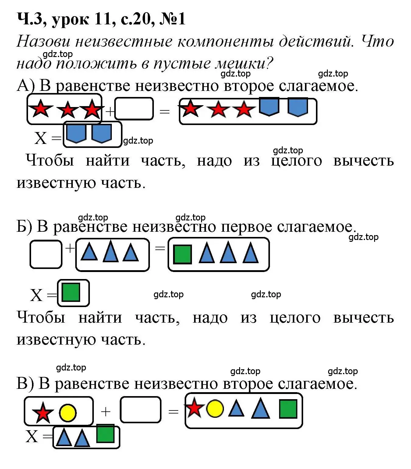 Решение номер 1 (страница 20) гдз по математике 1 класс Петерсон, учебник 3 часть