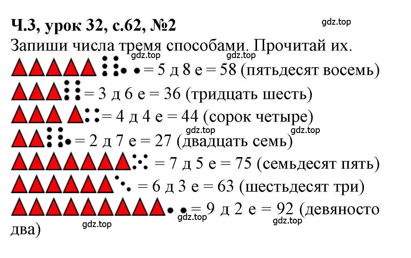 Решение номер 2 (страница 62) гдз по математике 1 класс Петерсон, учебник 3 часть