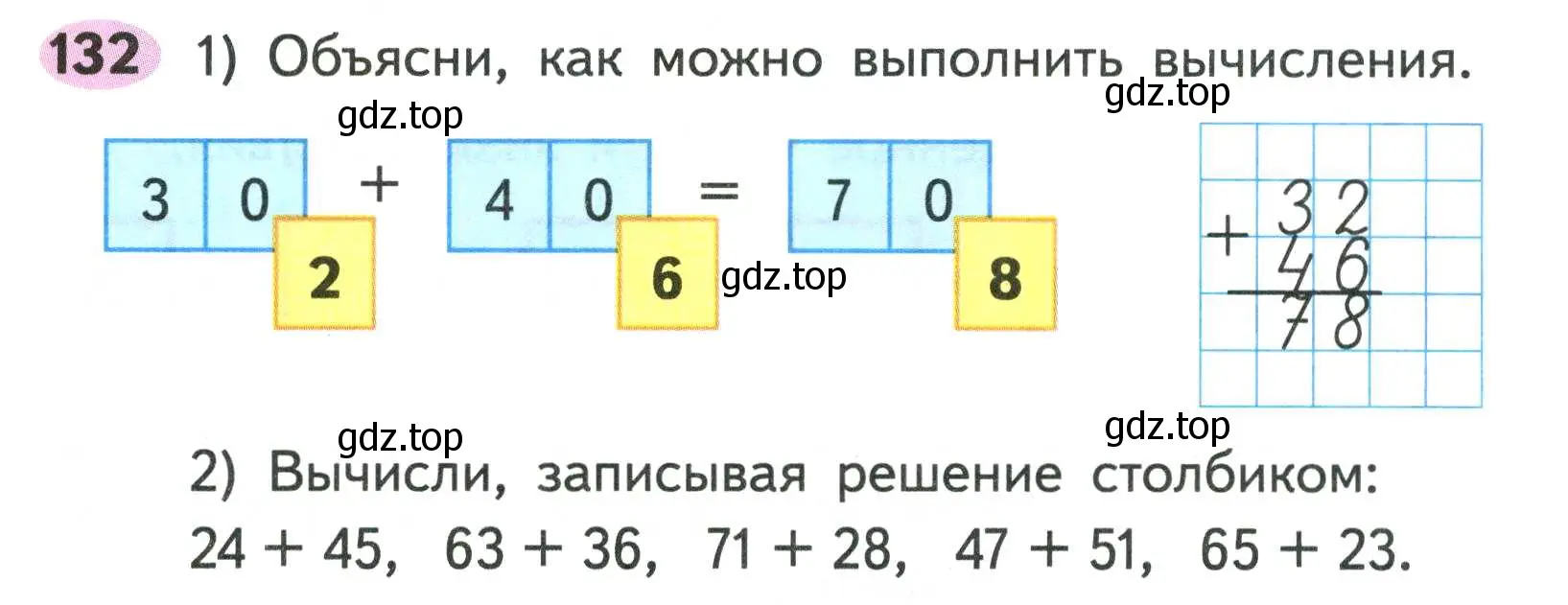 Условие номер 132 (страница 73) гдз по математике 2 класс Моро, Волкова, рабочая тетрадь 1 часть