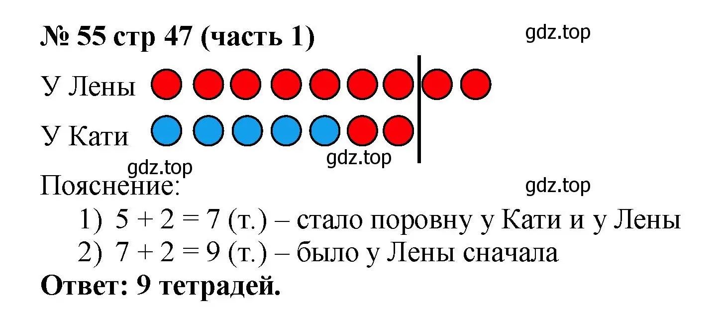 Решение номер 55 (страница 47) гдз по математике 2 класс Моро, Волкова, рабочая тетрадь 1 часть