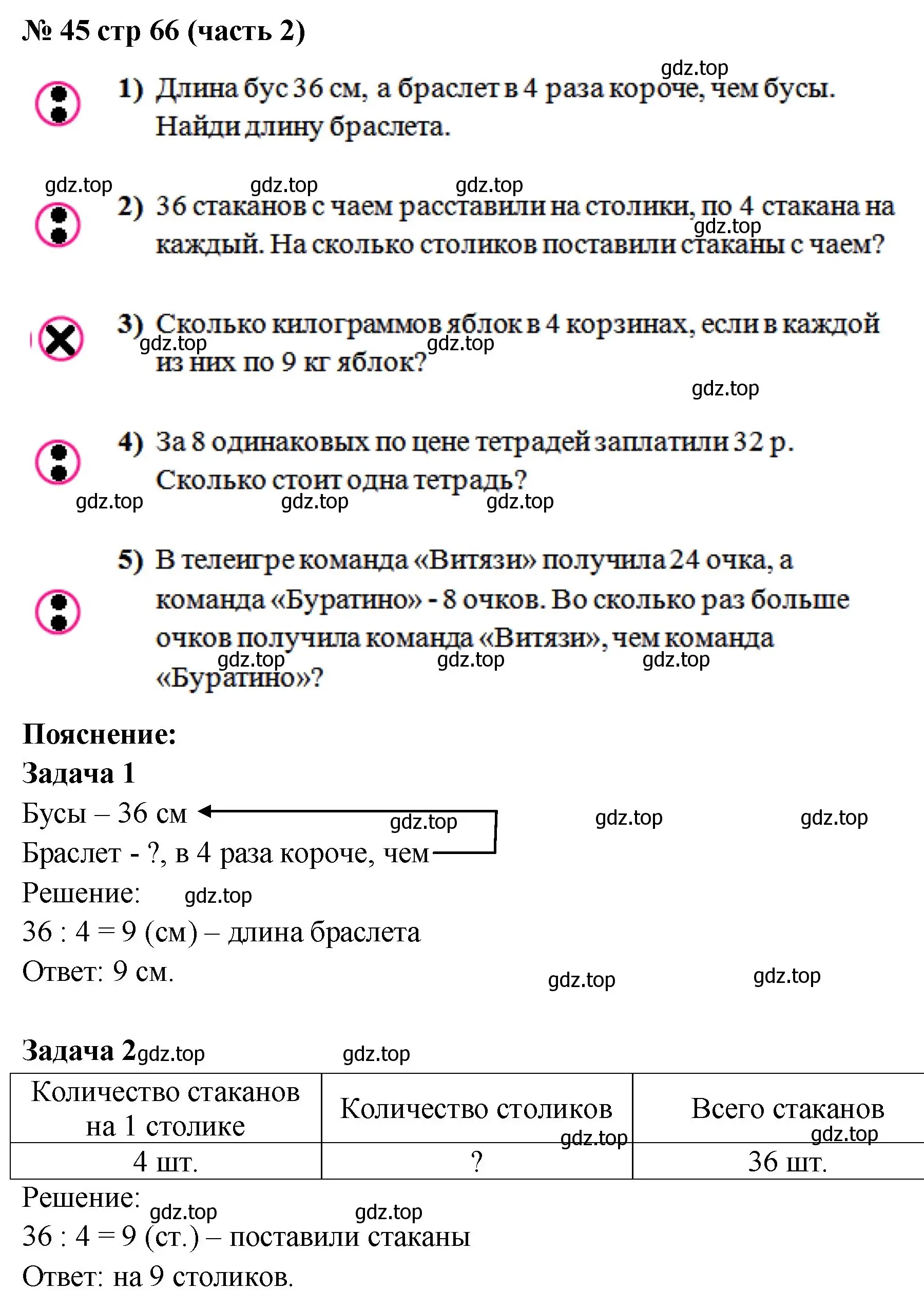 Решение номер 45 (страница 66) гдз по математике 2 класс Моро, Волкова, рабочая тетрадь 2 часть