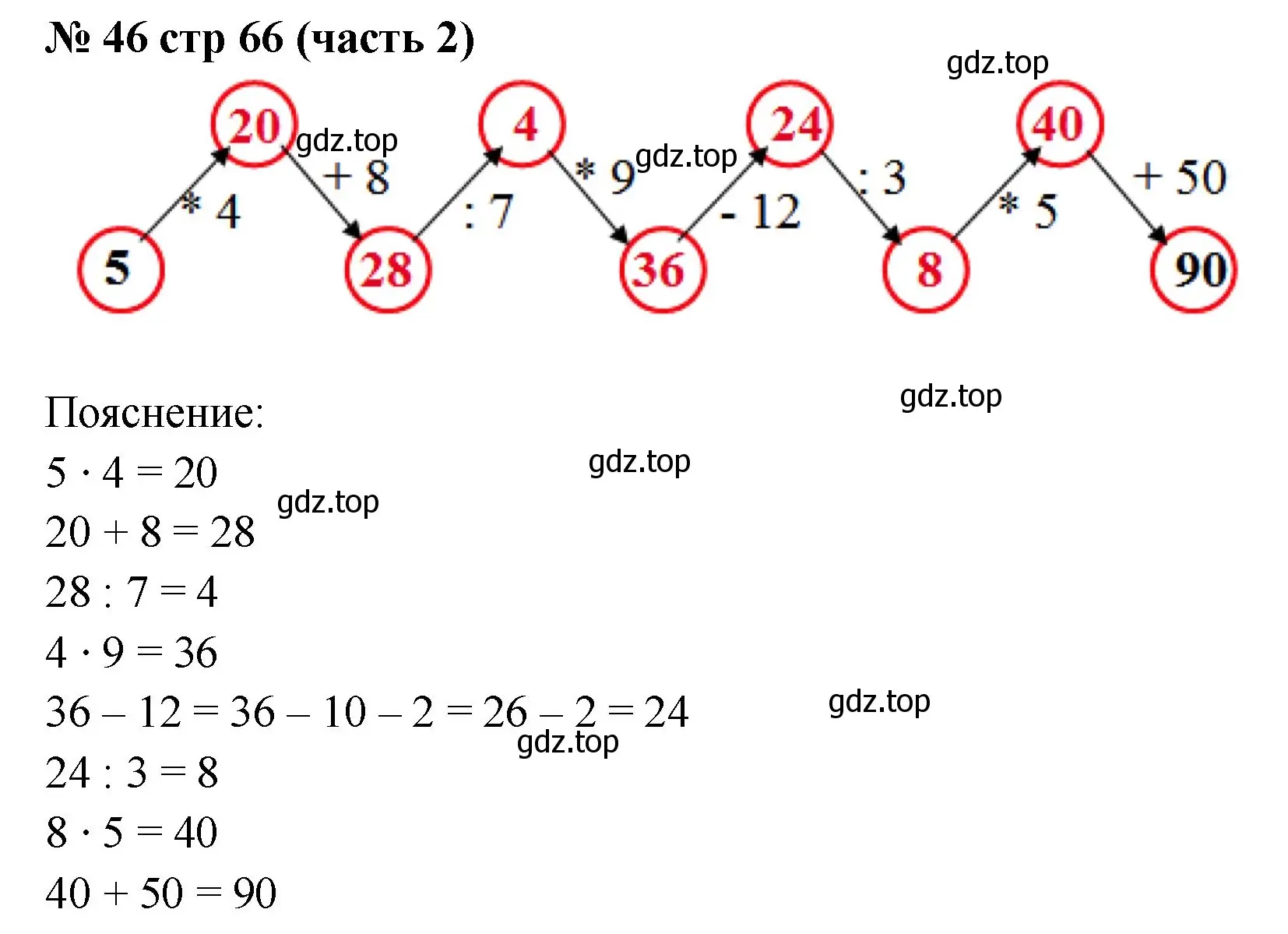 Решение номер 46 (страница 66) гдз по математике 2 класс Моро, Волкова, рабочая тетрадь 2 часть