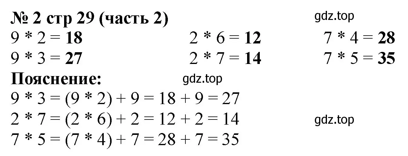 Решение номер 2 (страница 29) гдз по математике 2 класс Моро, Бантова, учебник 2 часть