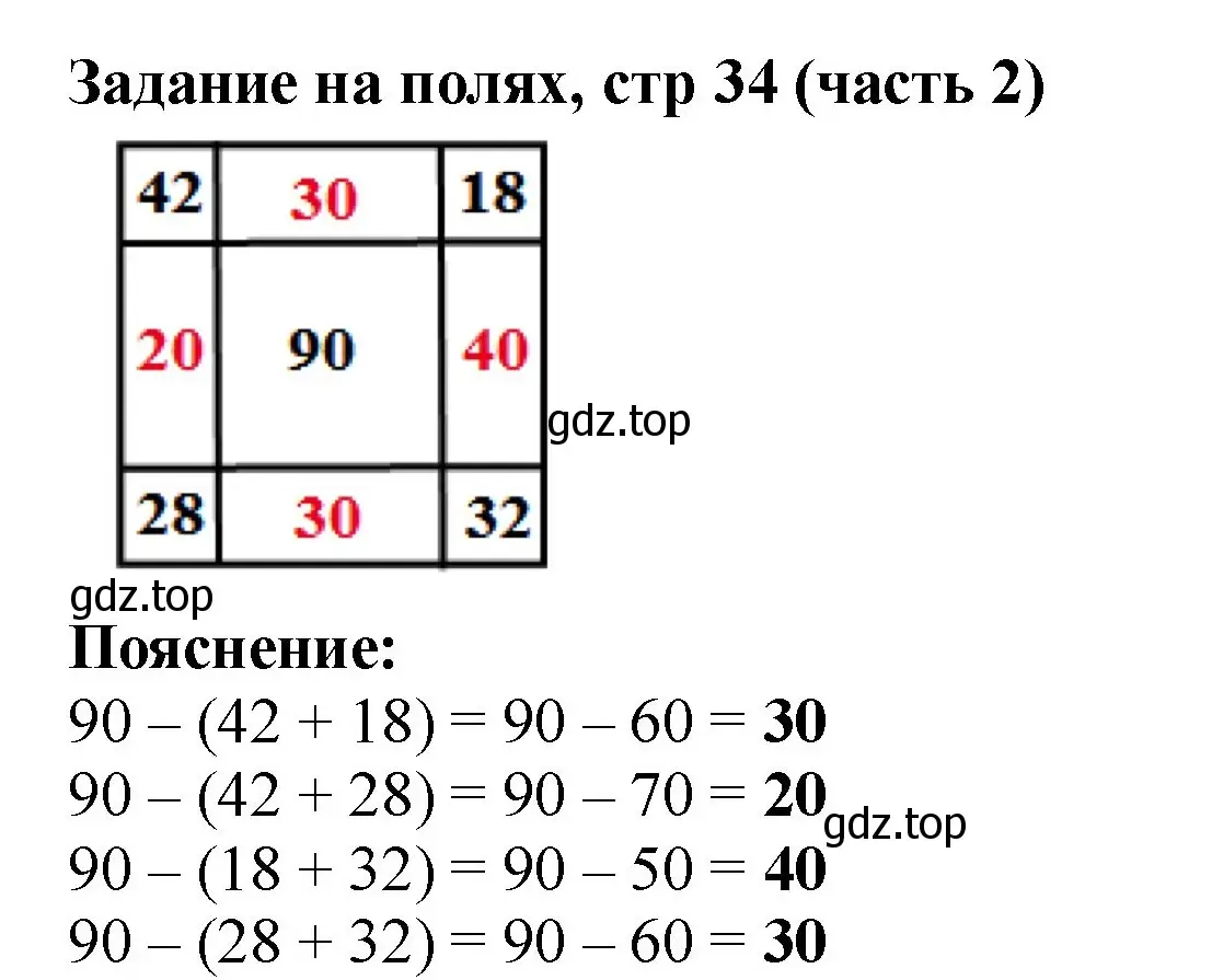 Решение номер Задание на полях (страница 34) гдз по математике 2 класс Моро, Бантова, учебник 2 часть