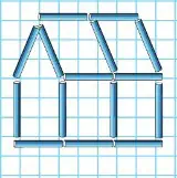 Переложи 3 палочки так, чтобы домик повернулся в другую сторону.
