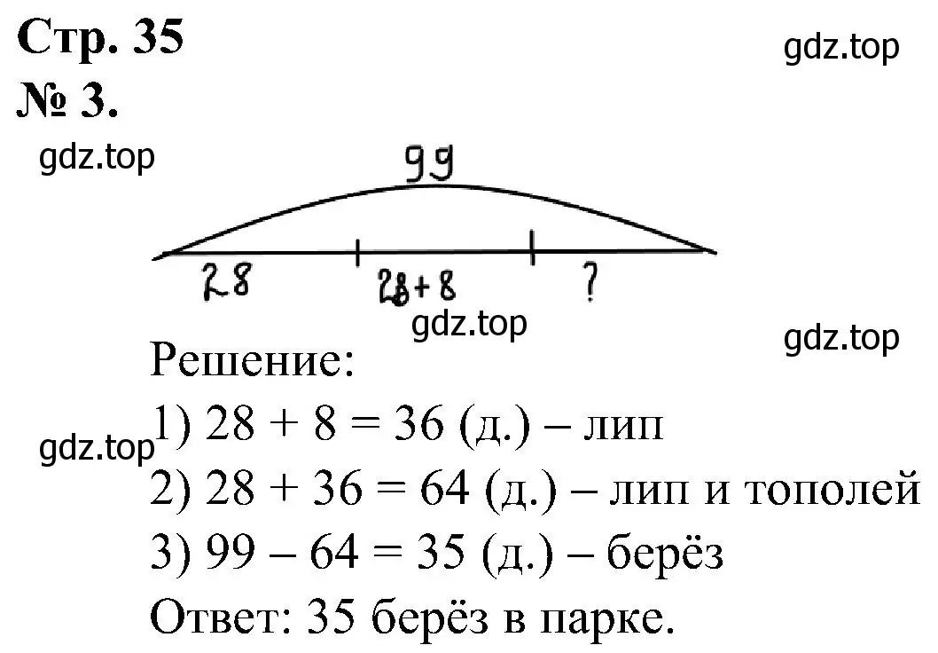 Решение номер 3 (страница 35) гдз по математике 2 класс Петерсон, рабочая тетрадь 1 часть