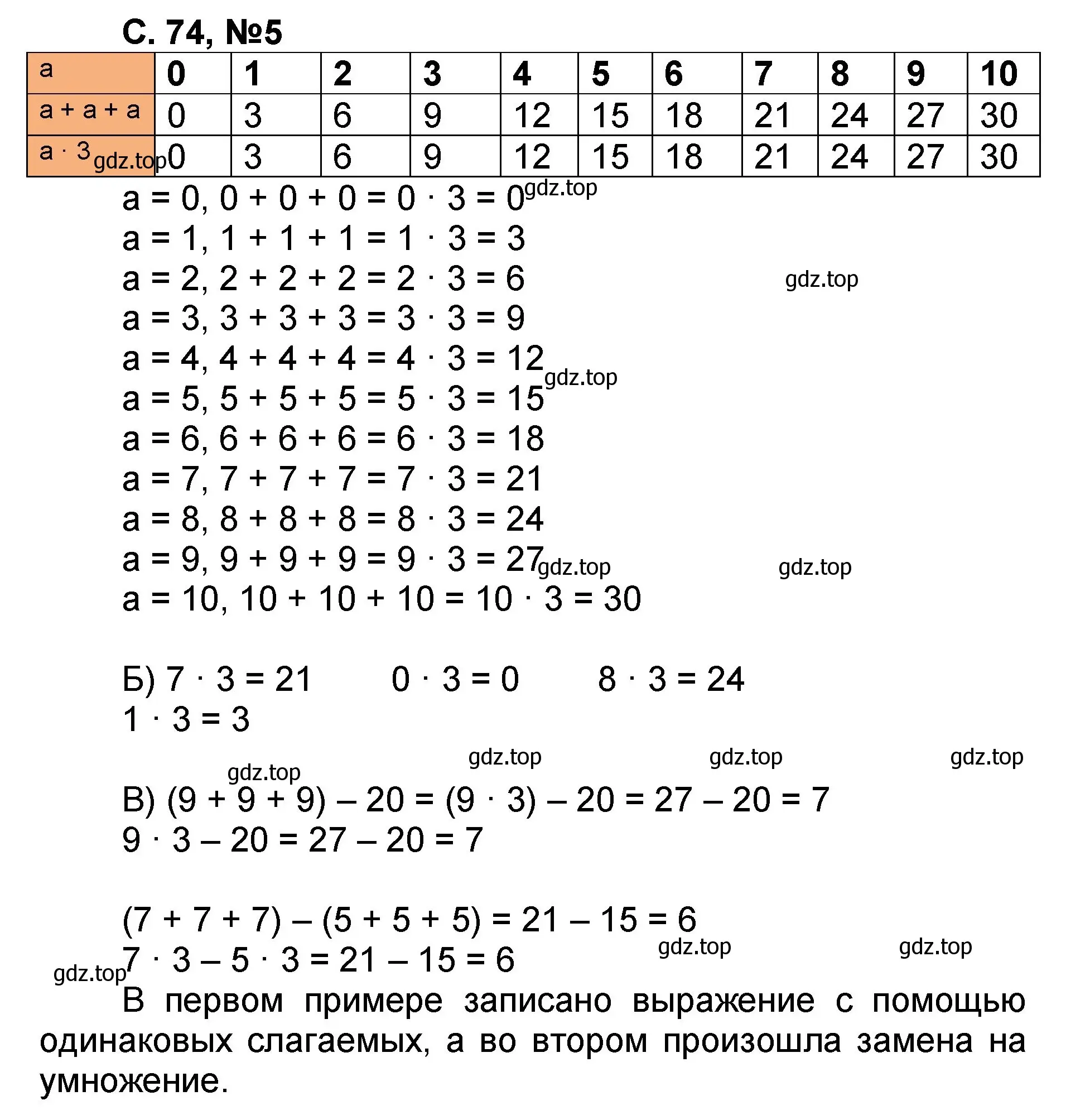 Решение номер 5 (страница 74) гдз по математике 2 класс Петерсон, учебник 2 часть