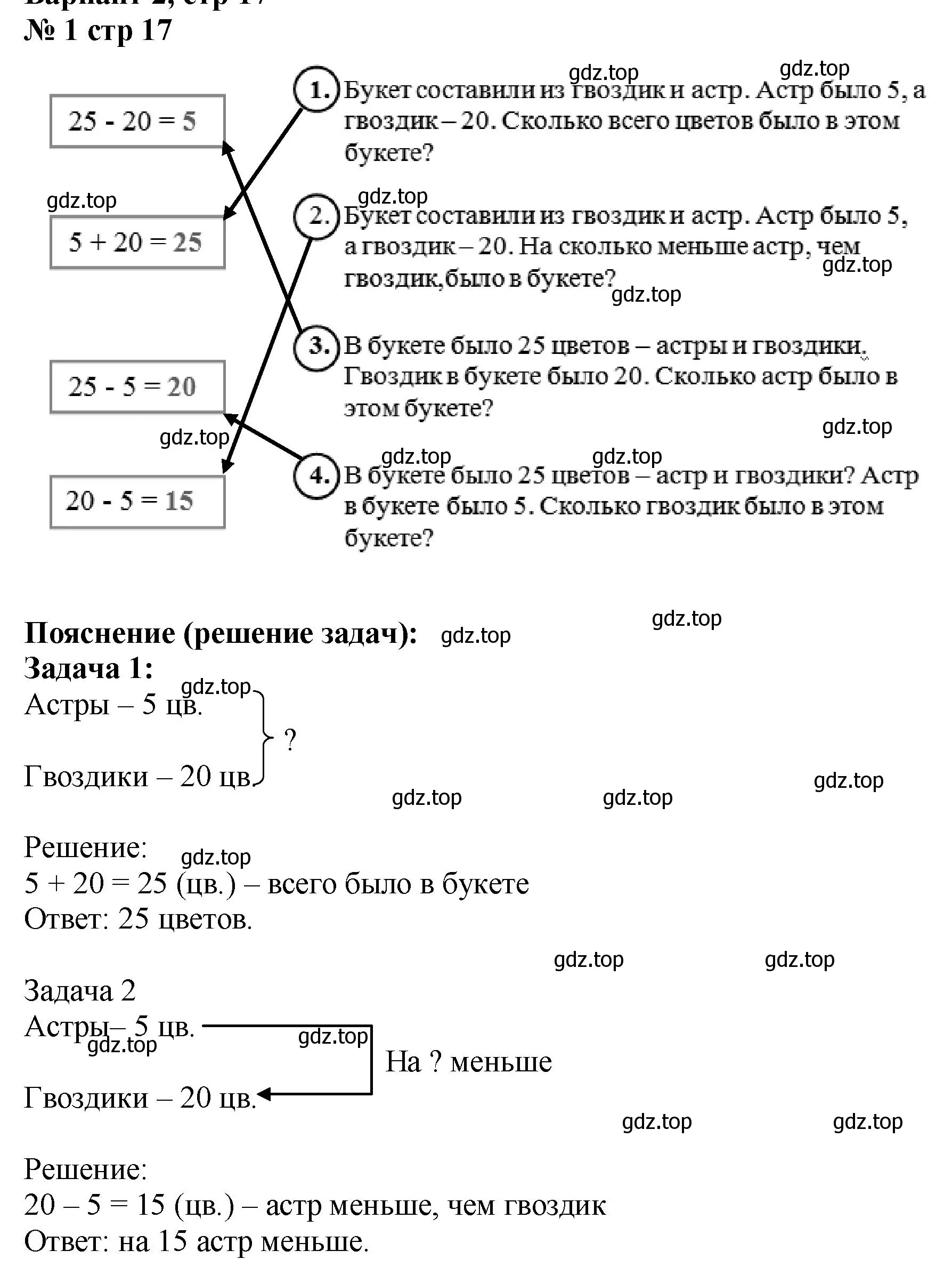 Решение номер 1 (страница 17) гдз по математике 2 класс Волкова, проверочные работы