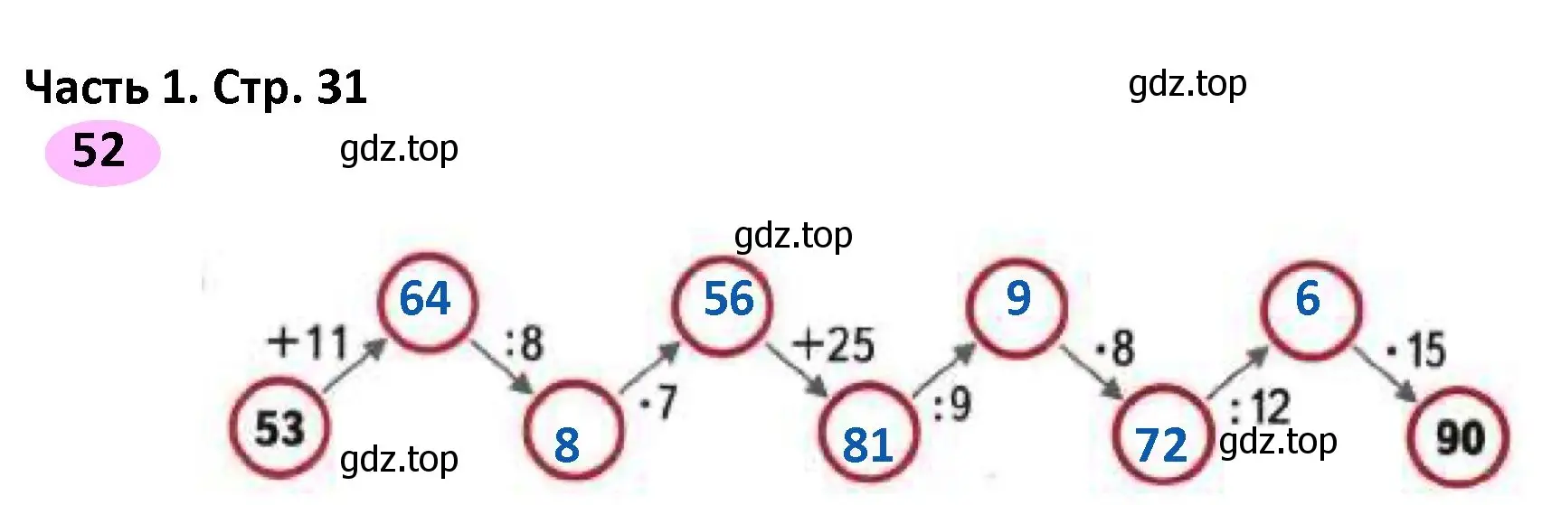 Решение номер 52 (страница 31) гдз по математике 4 класс Волкова, рабочая тетрадь 1 часть
