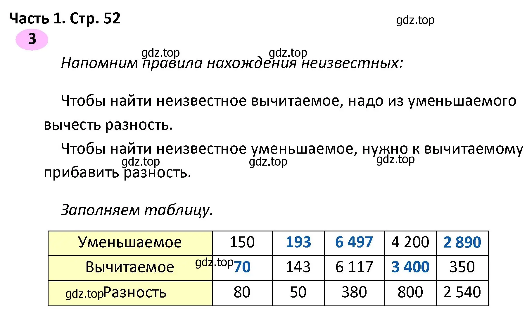 Решение номер 3 (страница 52) гдз по математике 4 класс Волкова, рабочая тетрадь 1 часть