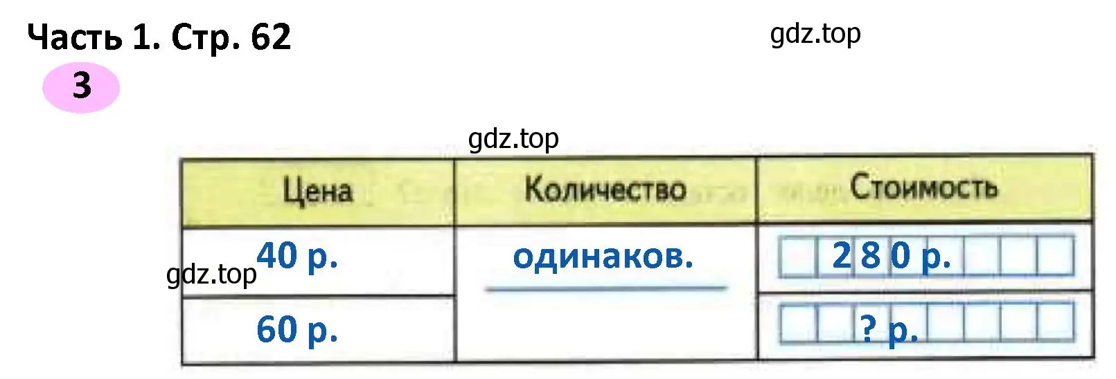 Решение номер 3 (страница 62) гдз по математике 4 класс Волкова, рабочая тетрадь 1 часть