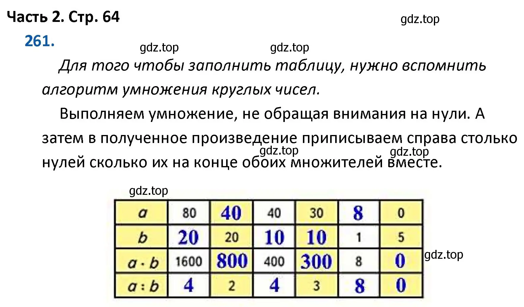 Решение номер 261 (страница 64) гдз по математике 4 класс Моро, Бантова, учебник 2 часть