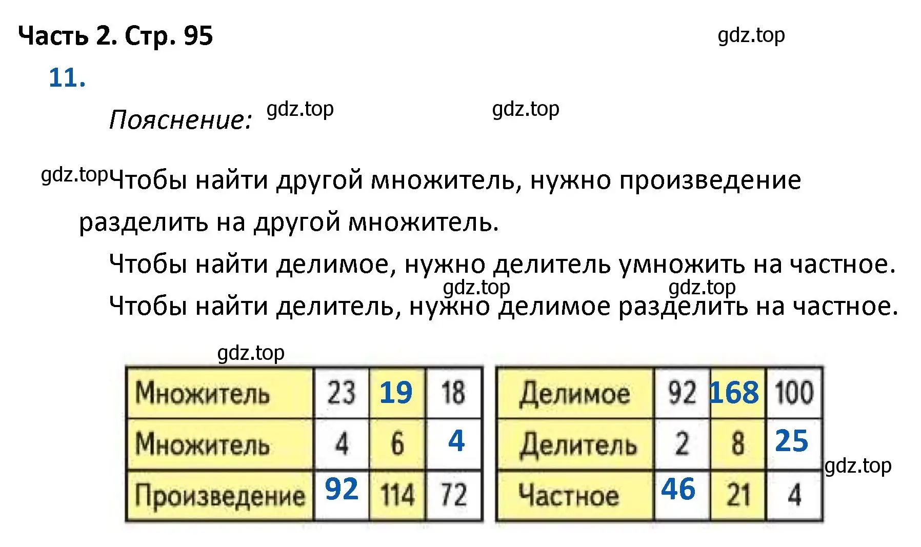 Решение номер 11 (страница 95) гдз по математике 4 класс Моро, Бантова, учебник 2 часть