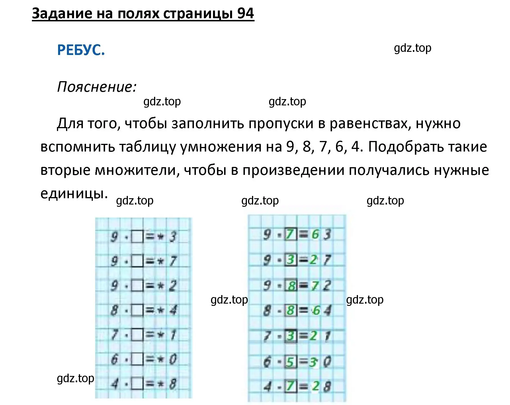 Решение  Ребус на полях (страница 94) гдз по математике 4 класс Моро, Бантова, учебник 2 часть