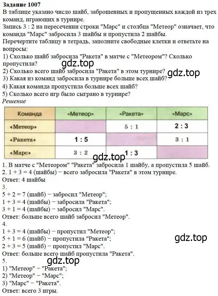 Решение 3. номер 1007 (страница 262) гдз по математике 5 класс Дорофеев, Шарыгин, учебник